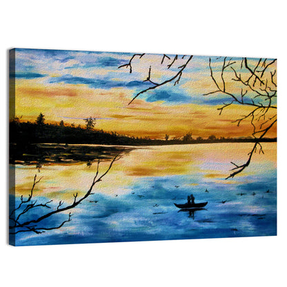 Lovers in a Boat at Sunset Wall Art