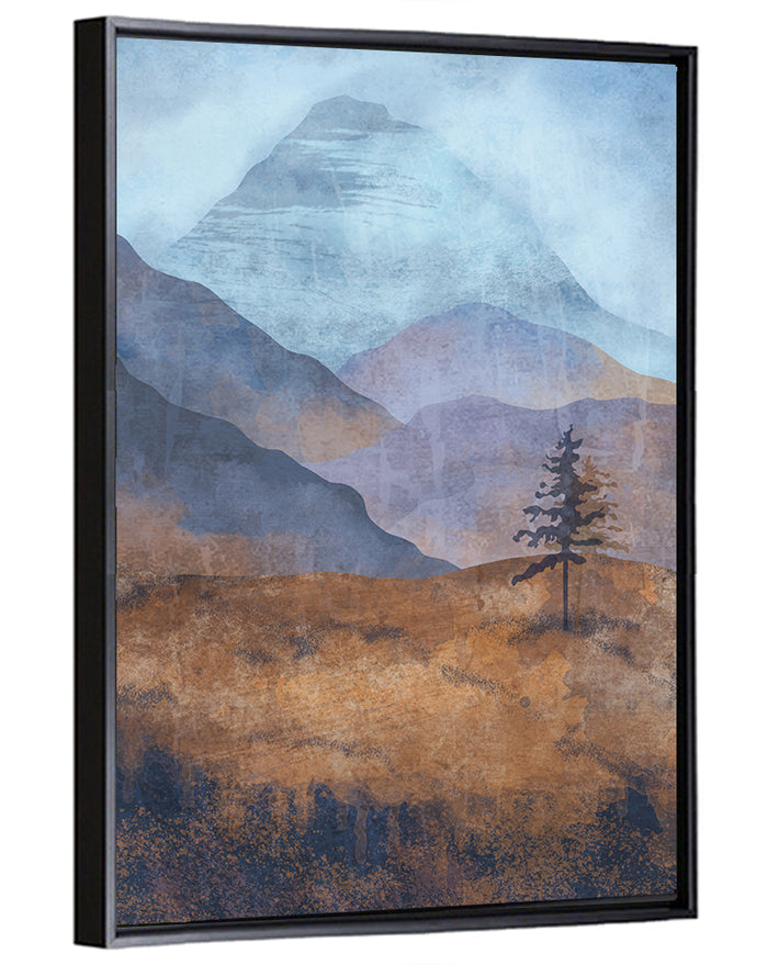 Textured Mountain Landscape Wall Art as a framed canvas