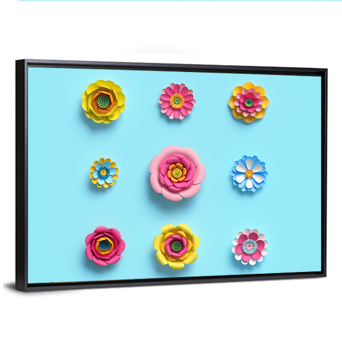 Craft Paper Flowers Wall Art as a framed canvas