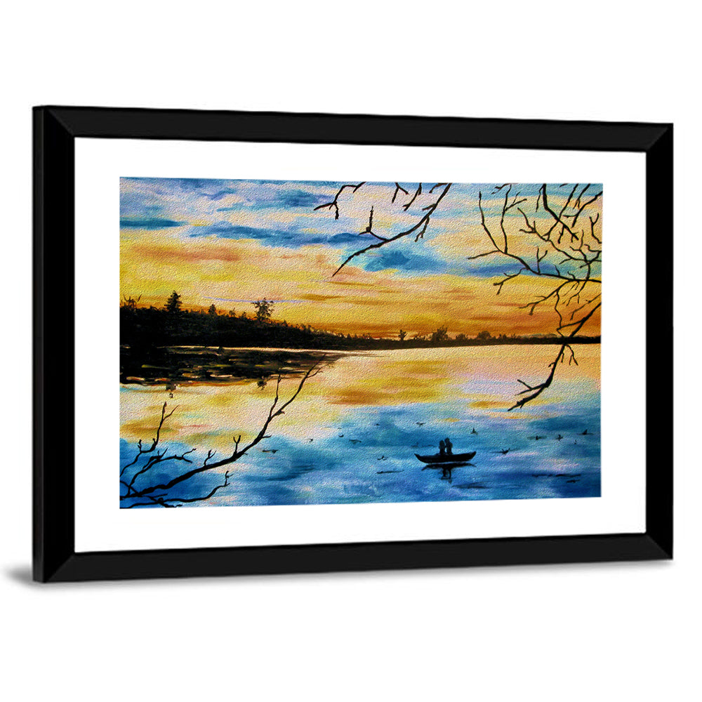Lovers in a Boat at Sunset Wall Art