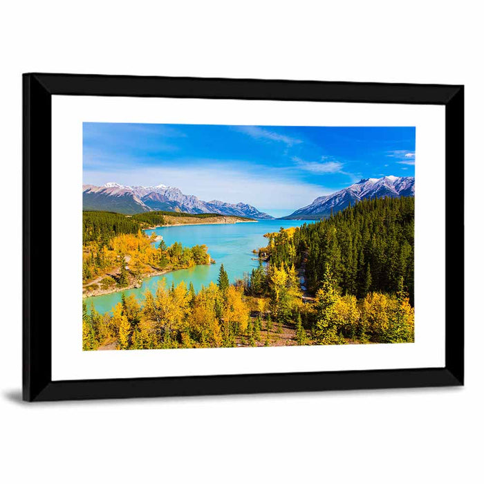 Abraham Lake Shoreline Wall Art as a framed print