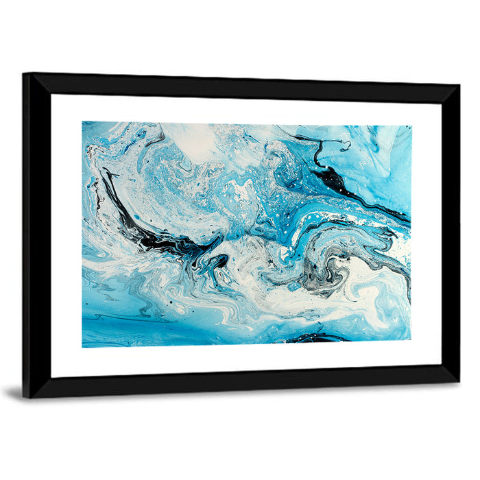 Marbled Ocean Swirl Wall Art as a framed print