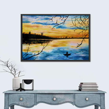 Lovers in a Boat at Sunset Wall Art