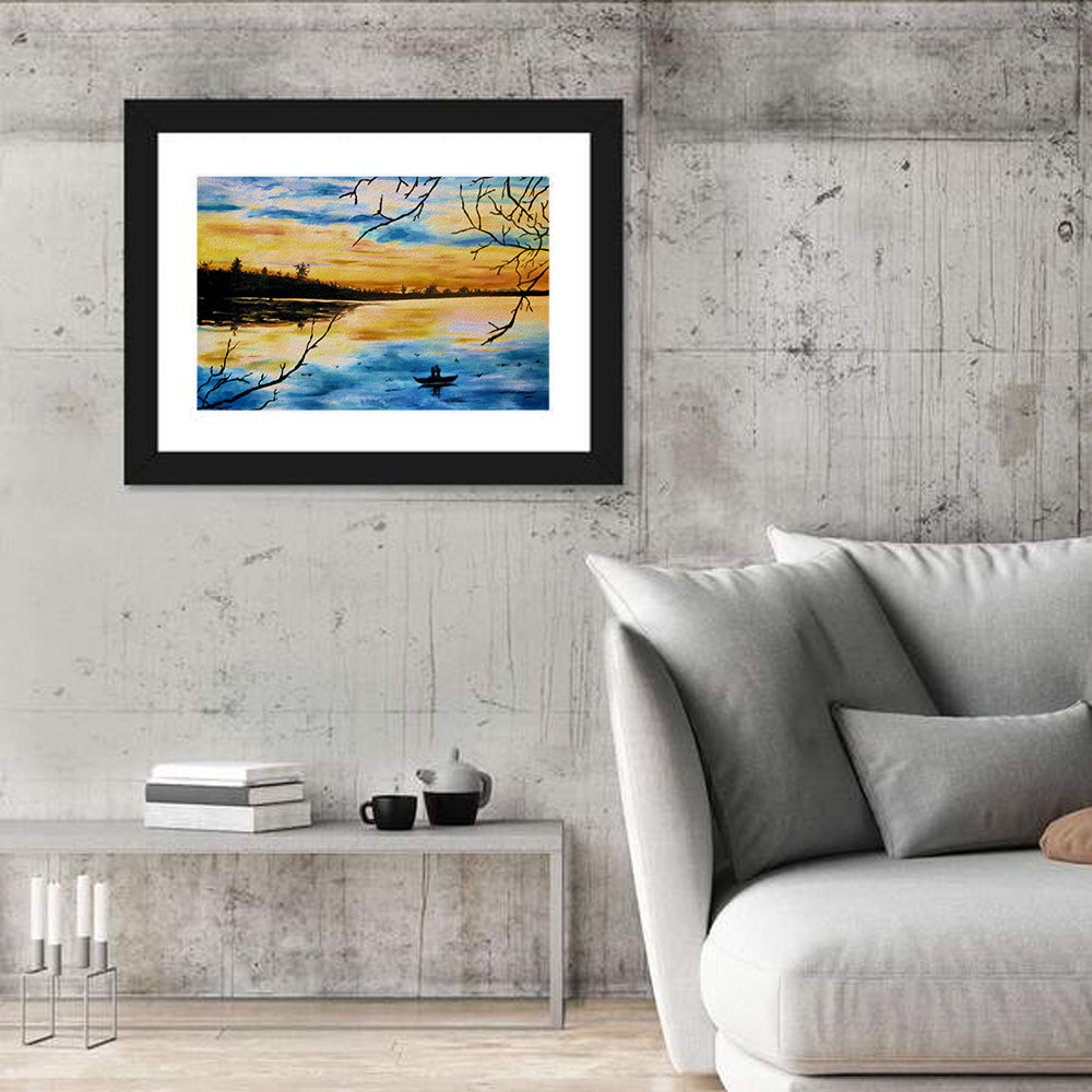 Lovers in a Boat at Sunset Wall Art