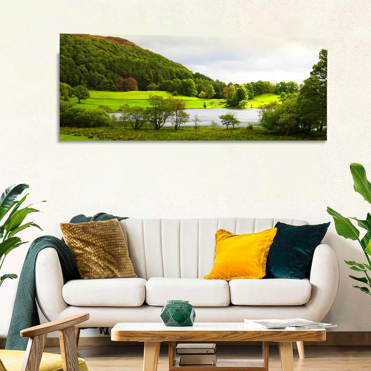 Cumbria Lake District Landscape Wall Art in a room, panoramic