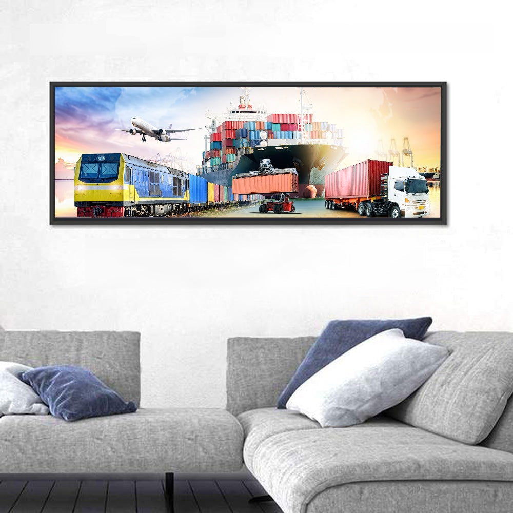 Global Logistics Concept Wall Art in a room, panoramic