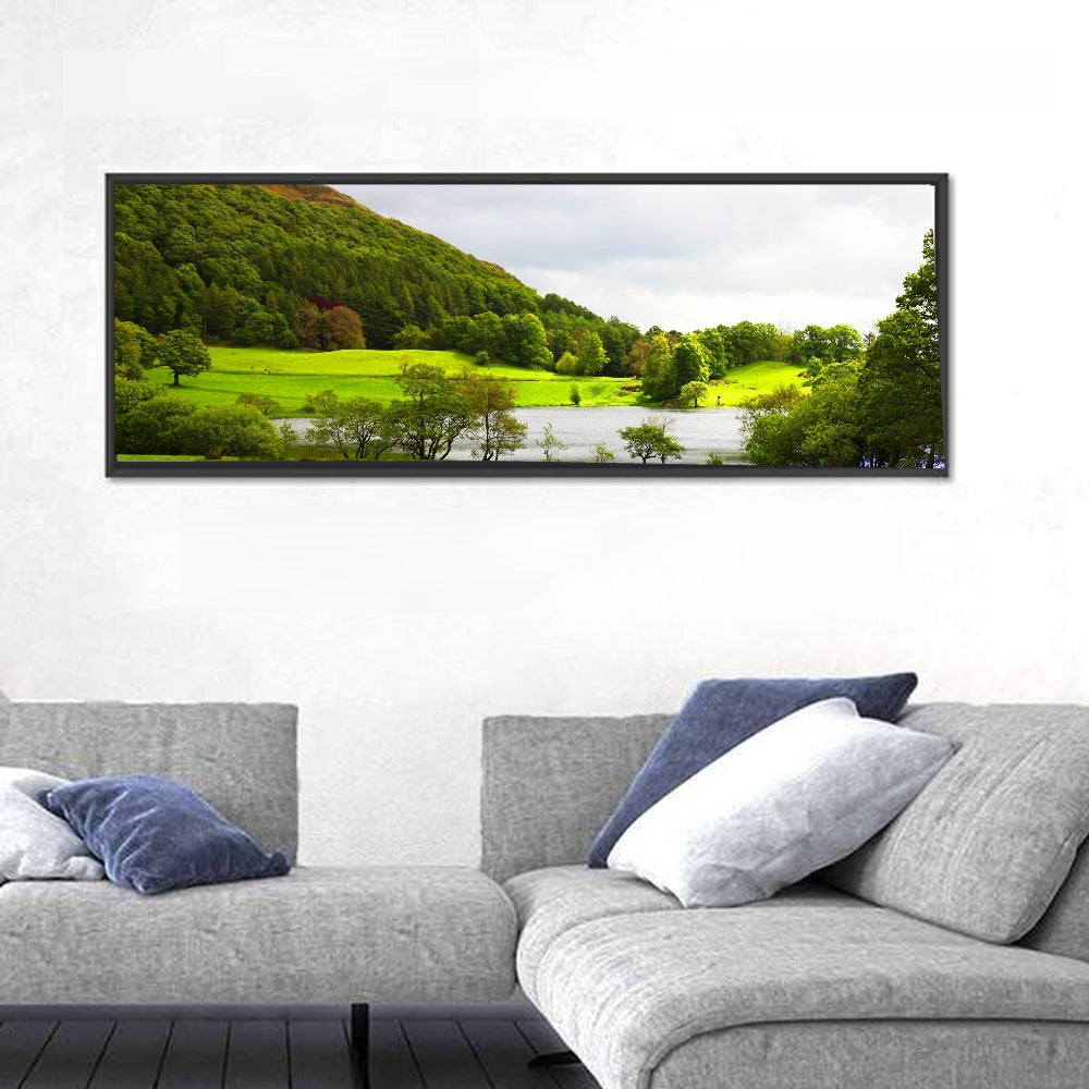 Cumbria Lake District Landscape Wall Art in a room, panoramic