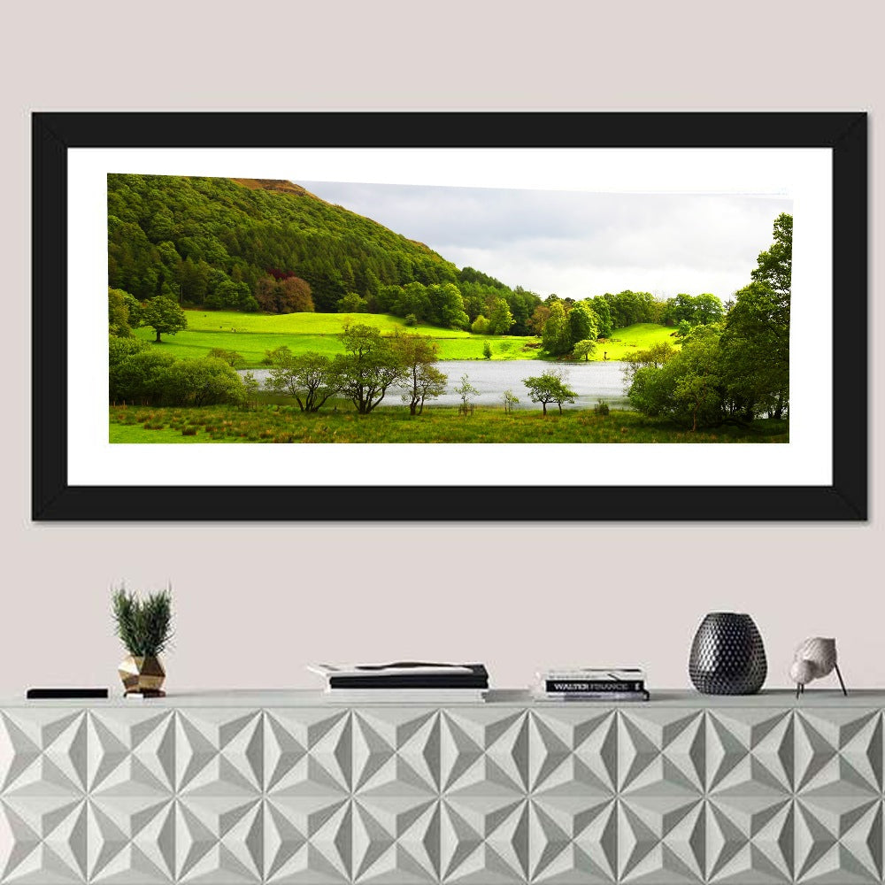 Cumbria Lake District Landscape Wall Art in a room, panoramic