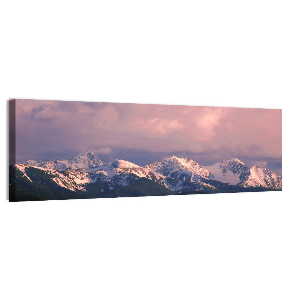 Spanish Peaks Alpenglow Montana Wall Art, canvas print, panoramic
