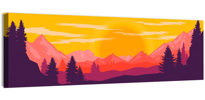 Crimson Peaks at Sunset Wall Art as a canvas print