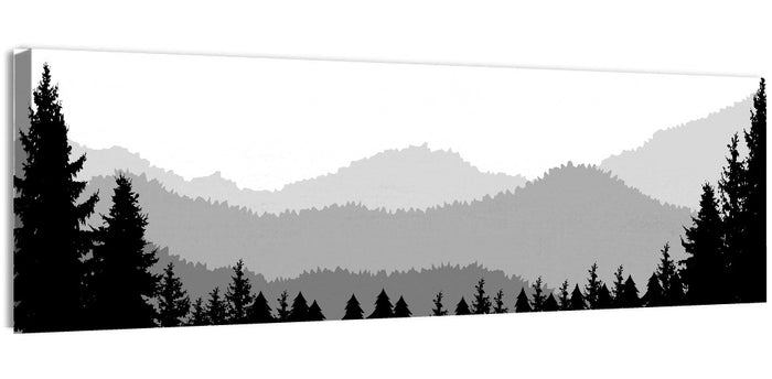 Foggy Mountain Silhouettes Wall Art as a canvas print