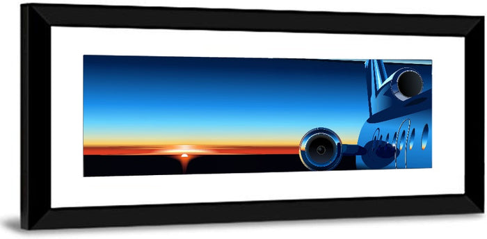 Private Jet Sunrise Wall Art as a framed print