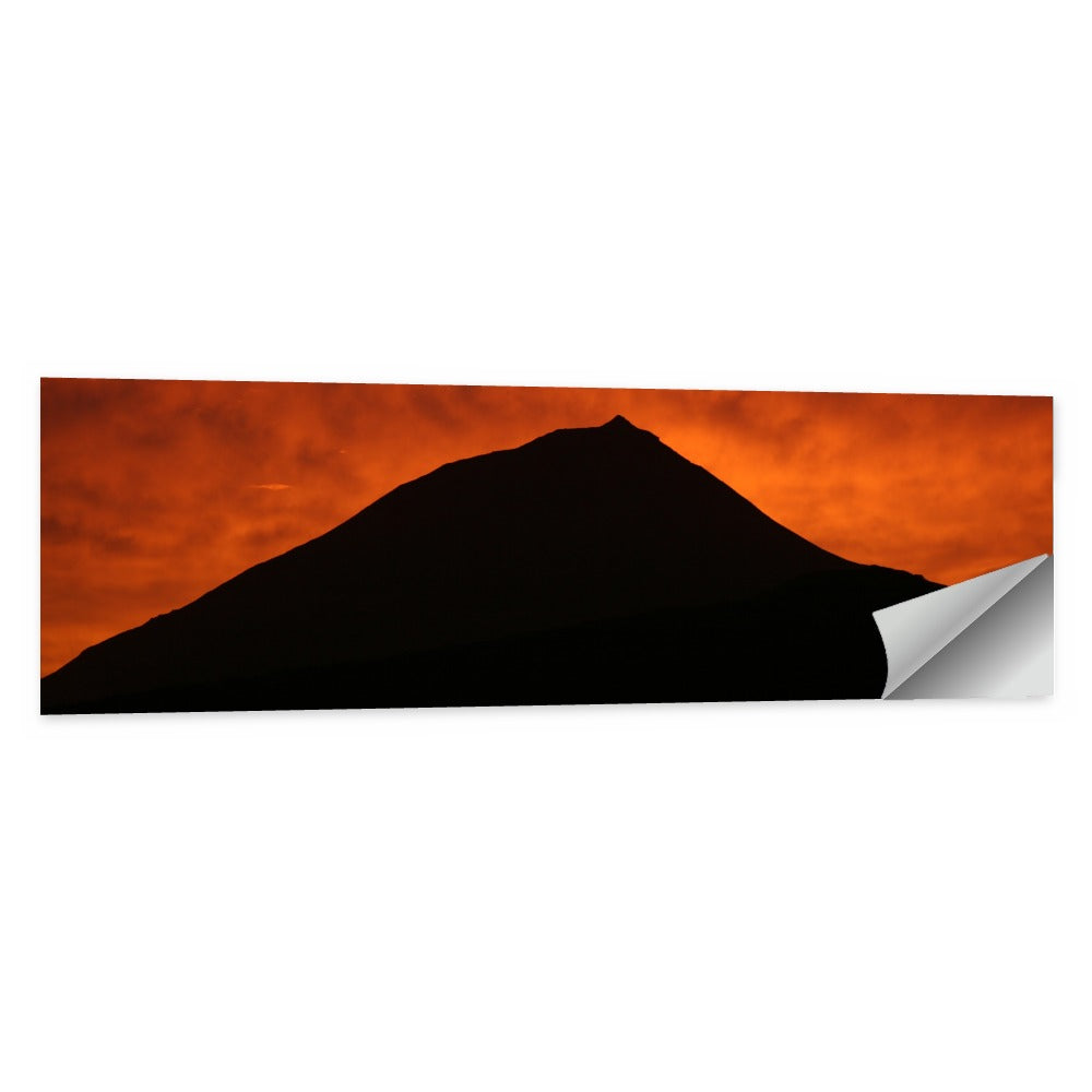 Pico Island Volcano Silhouette at Sunset Wall Art, poster print, panoramic