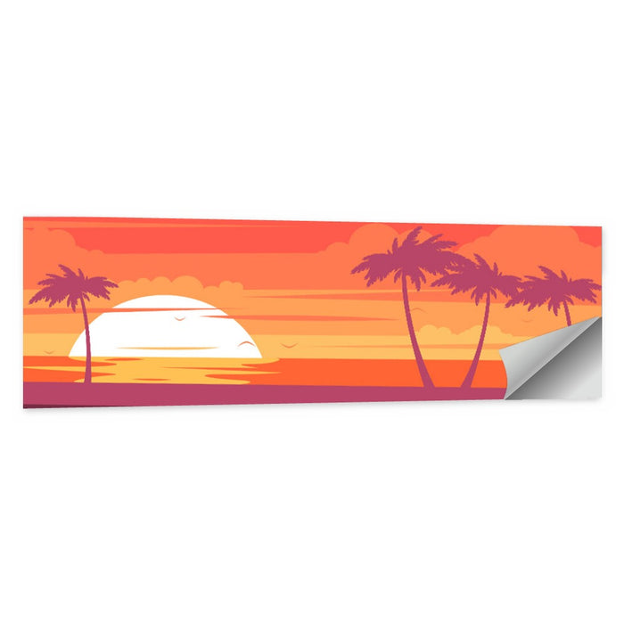 Tropical Sunset with Palm Silhouettes Wall Art as a poster print