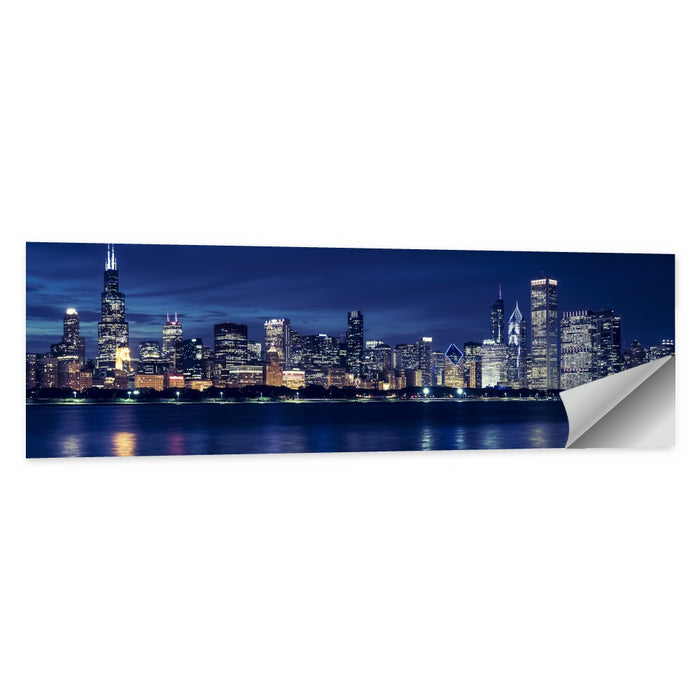 Chicago Night Skyline with Willis Tower Wall Art as a poster print