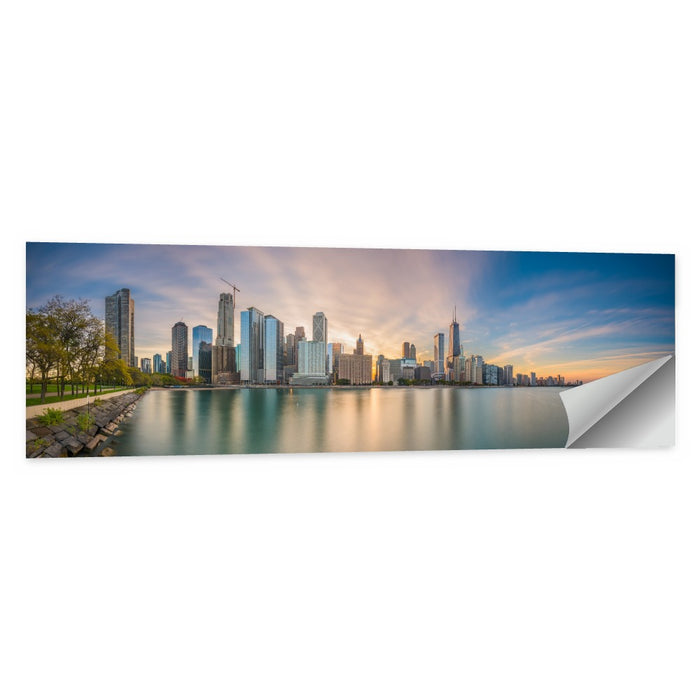 Chicago Skyline at Golden Hour Wall Art as a poster print