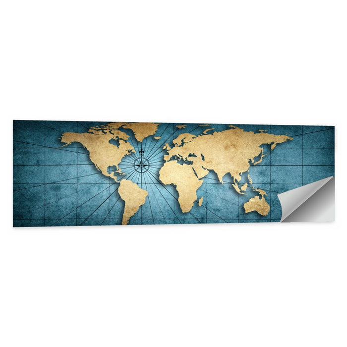 Vintage Nautical World Map Wall Art as a poster print