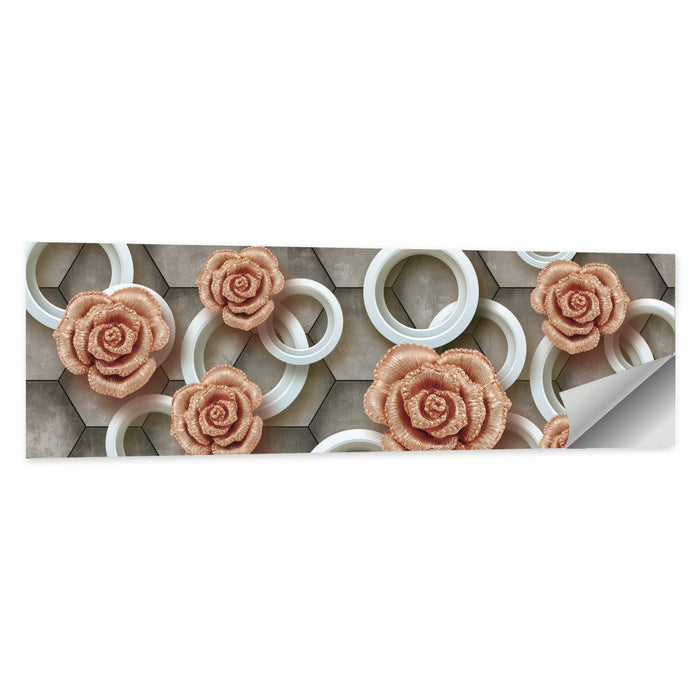 3d Rose Rings in Copper and Gold Wall Art as a poster print