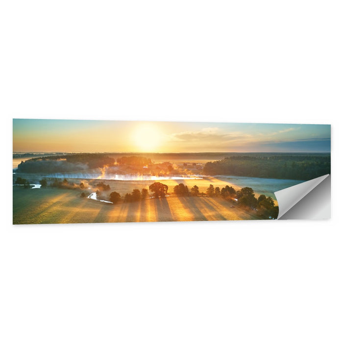 Sunrise Over Misty Meadow Wall Art as a poster print
