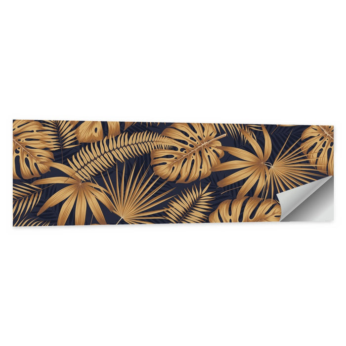 Golden Tropical Leaves Wall Art as a poster print