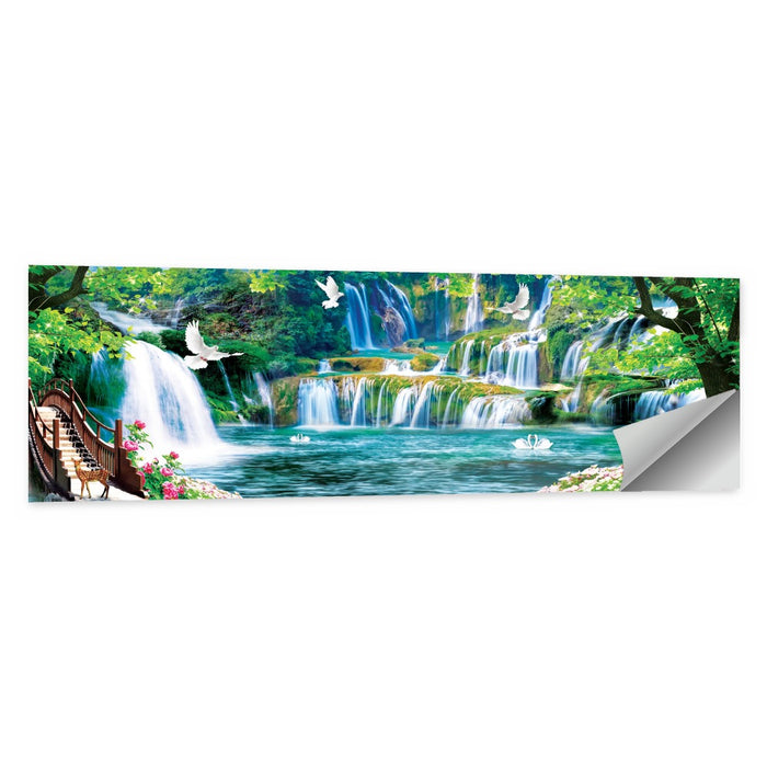 Heavenly Waterfall Scene Wall Art as a poster print