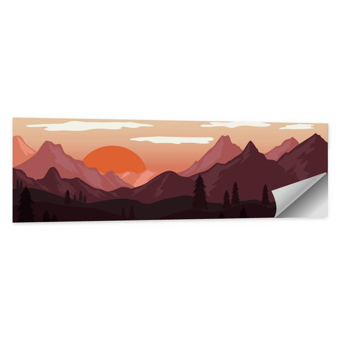 Mars Sunset Over Mountains Wall Art as a poster print