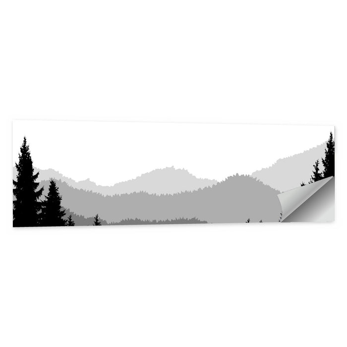 Foggy Mountain Silhouettes Wall Art as a poster print