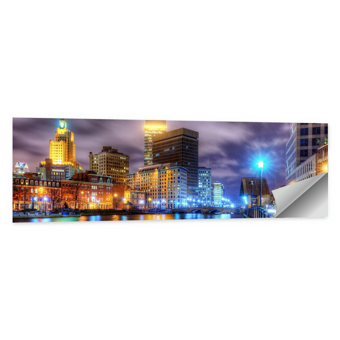 Providence River Night Skyline Wall Art as a poster print