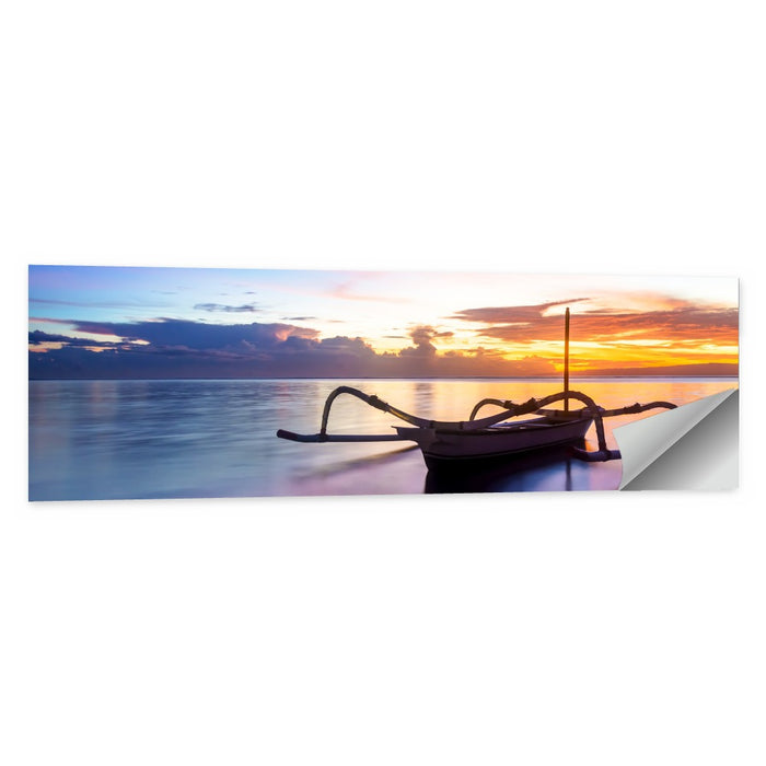 Jukung Fishing Boat at Sunset Wall Art as a poster print