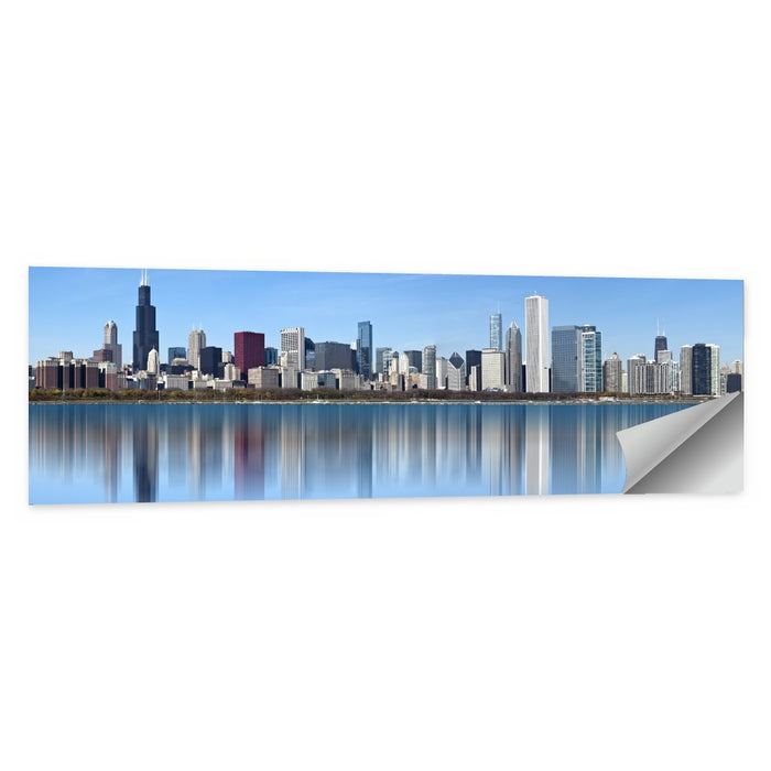 Chicago Skyline Reflection Wall Art as a poster print