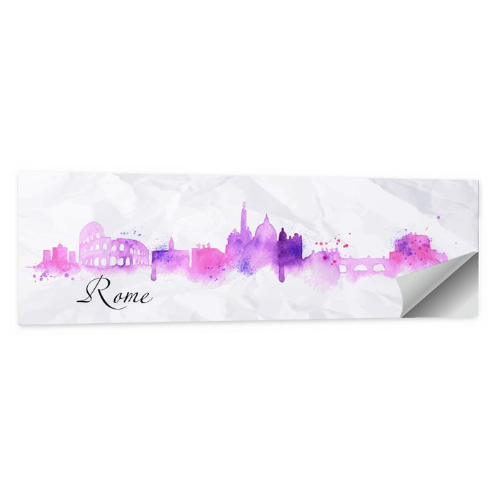 Watercolor Rome Skyline Wall Art as a poster print