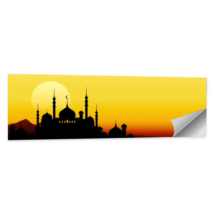 Moon Sighting Mosque Silhouette Wall Art as a poster print