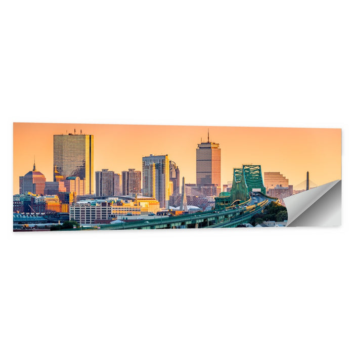 Tobin Bridge to Boston Skyline at Golden Hour Wall Art as a poster print