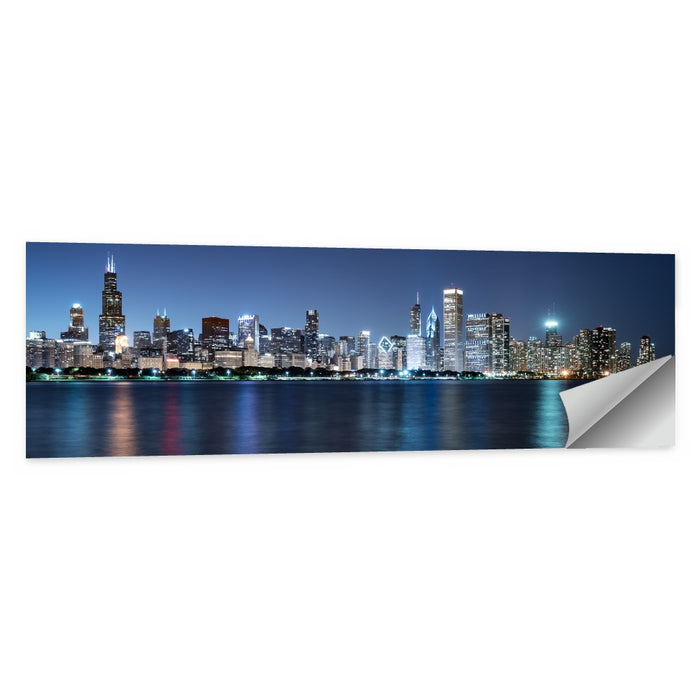 Chicago Night Skyline Wall Art as a poster print