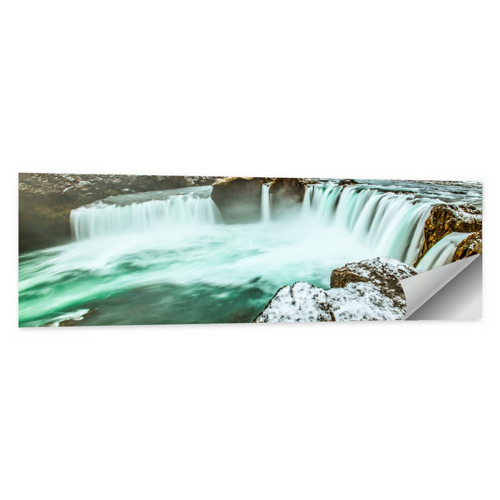 Goðafoss Winter Waterfall Wall Art as a poster print