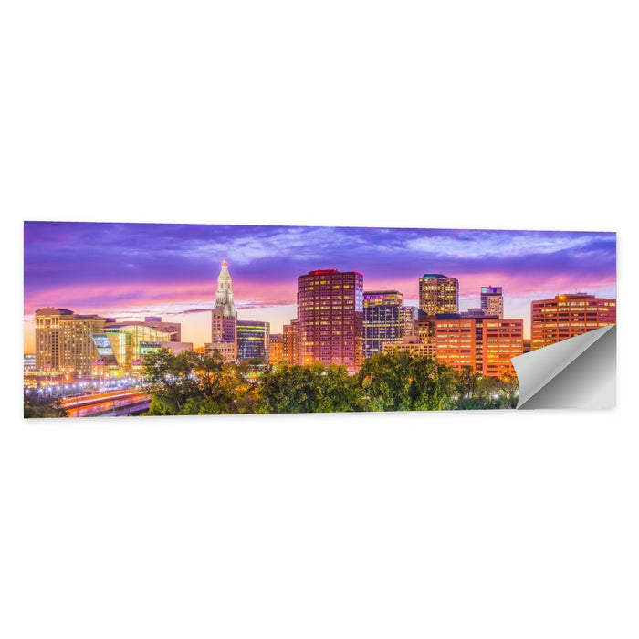 Hartford Skyline at Dusk Wall Art as a poster print