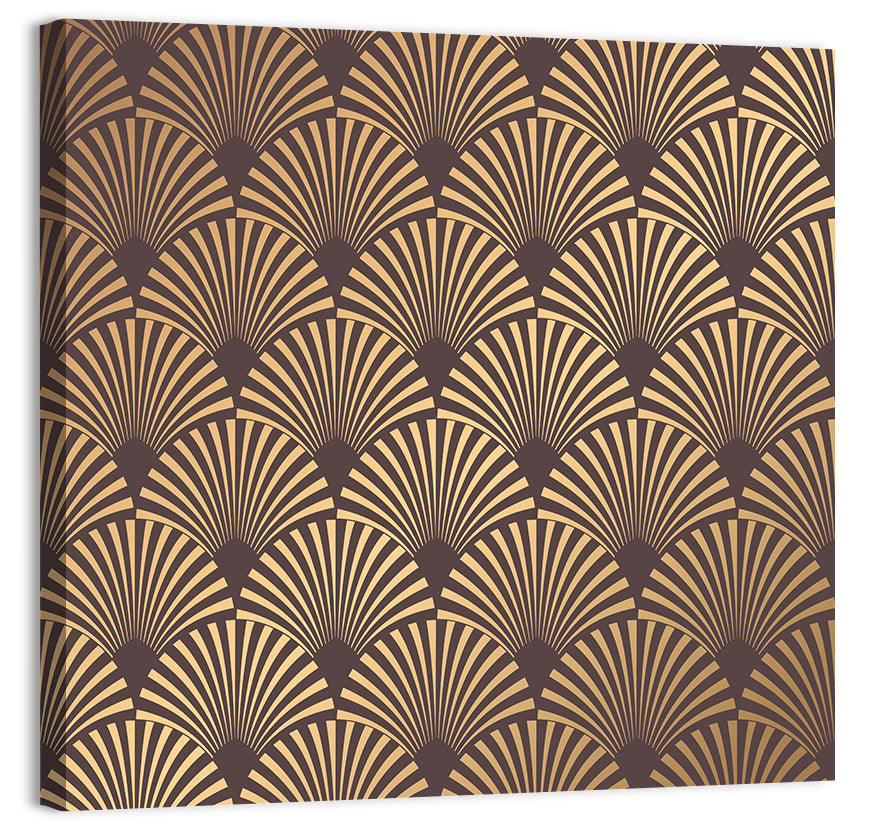 Deco Fan Pattern Illustration Wall Art, canvas print, square