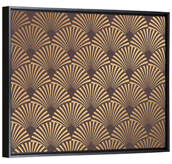 Deco Fan Pattern Illustration Wall Art as a framed canvas