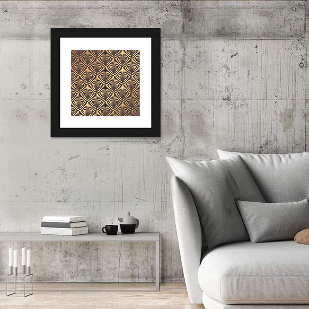 Deco Fan Pattern Illustration Wall Art in a room, square