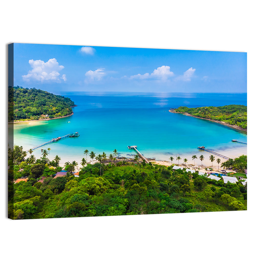 Tropical Bay with Wooden Piers Wall Art