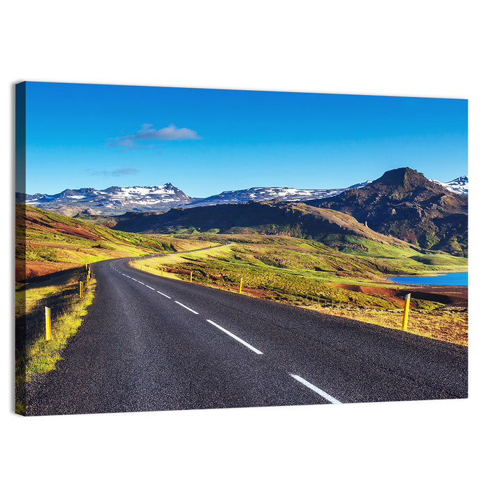 Icelandic Mountain Road Wall Art as a canvas print