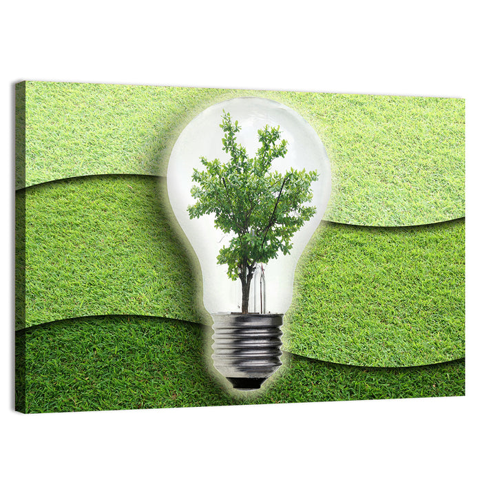 Light Bulb Tree Earth Concept Wall Art as a canvas print