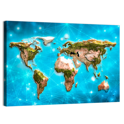 Geometric World Map Illustration Wall Art