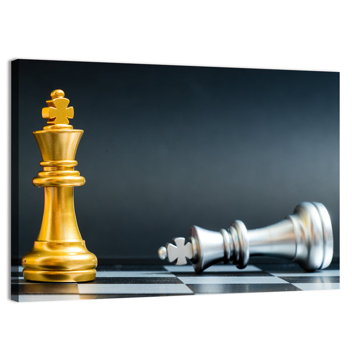 Gold King Victorious Over Fallen Silver King Wall Art as a canvas print