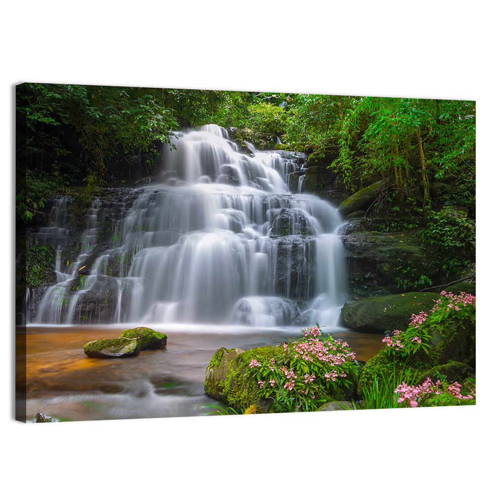 Mun Daeng Waterfall with Mossy Boulders Wall Art