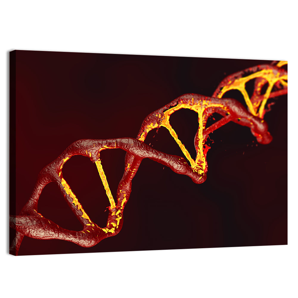 Red Dna Double Helix Wall Art, canvas print, landscape