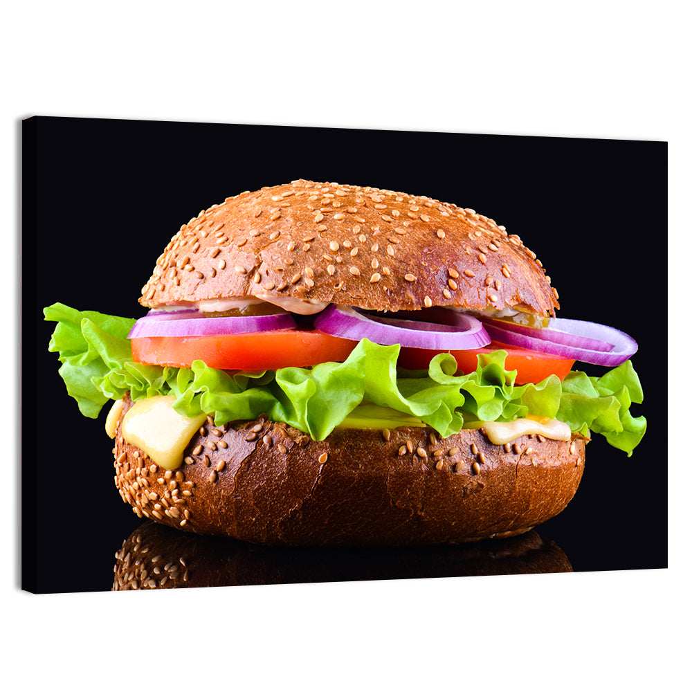 Sesame Bun Vegetarian Burger Wall Art