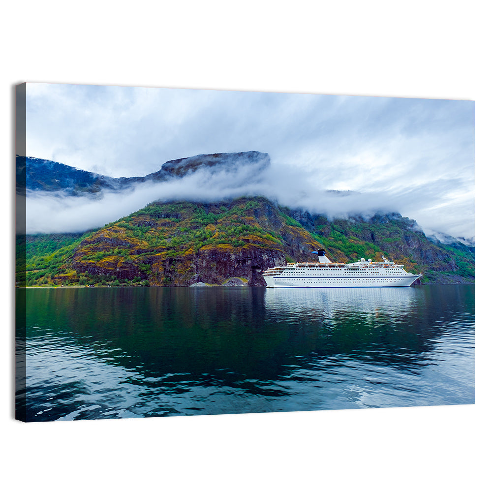 Cruise Ship on Hardanger Fjorden Wall Art, canvas print, landscape