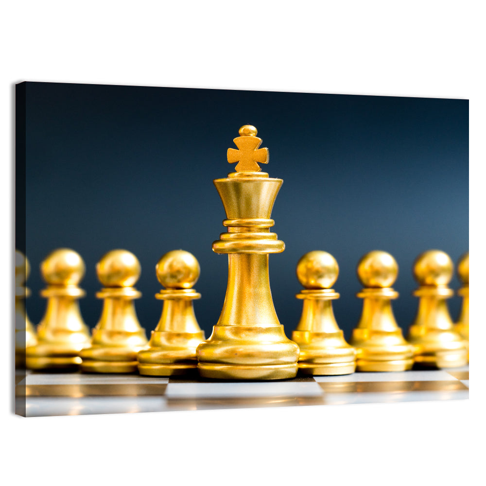 Golden King with Pawns Wall Art, canvas print, landscape