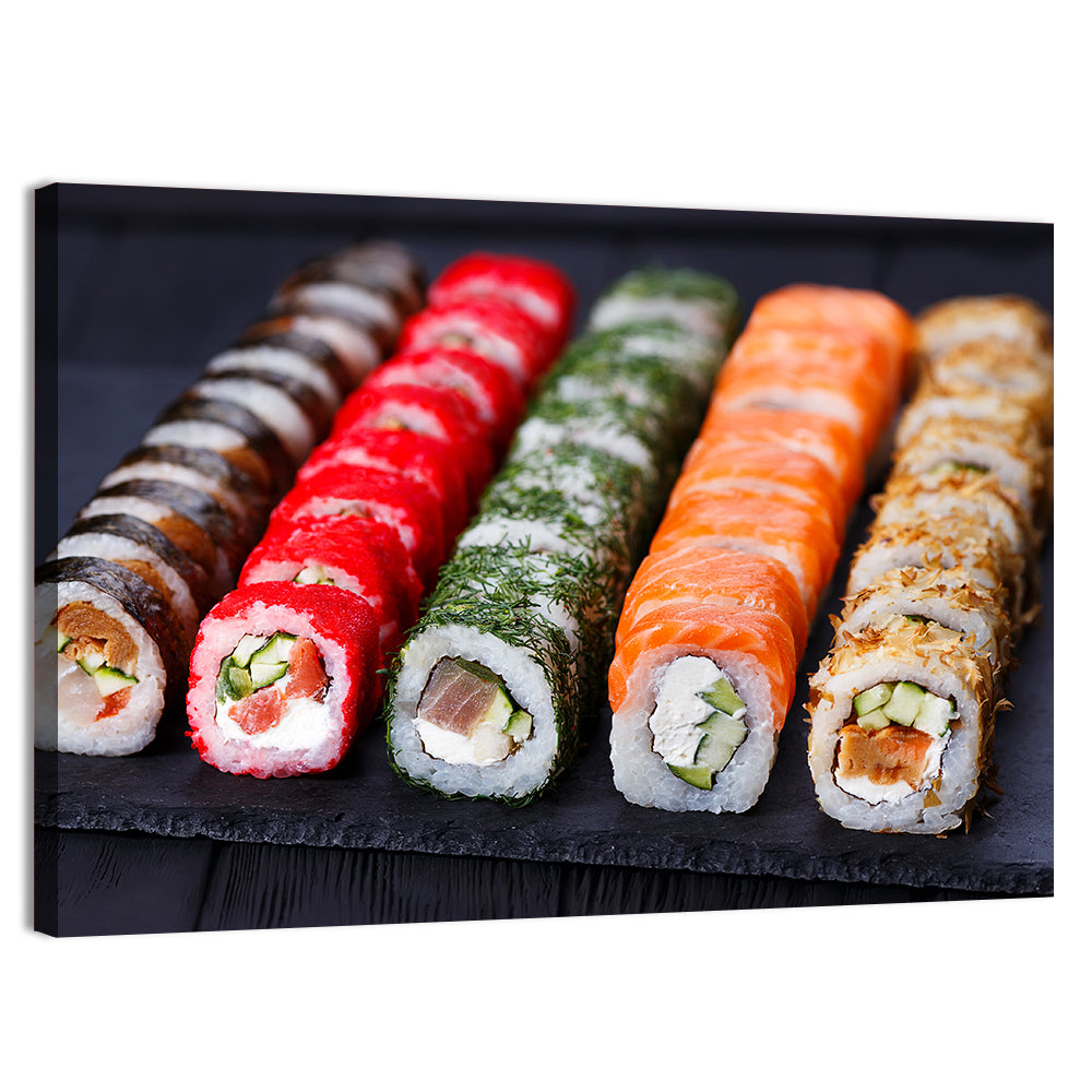 Sushi Rolls on Slate Wall Art